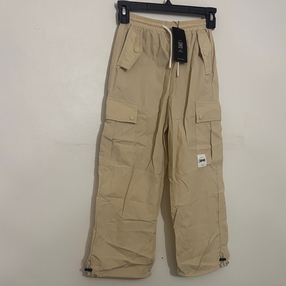 SHEIN Kids Casual Cargo Pants - Beige
